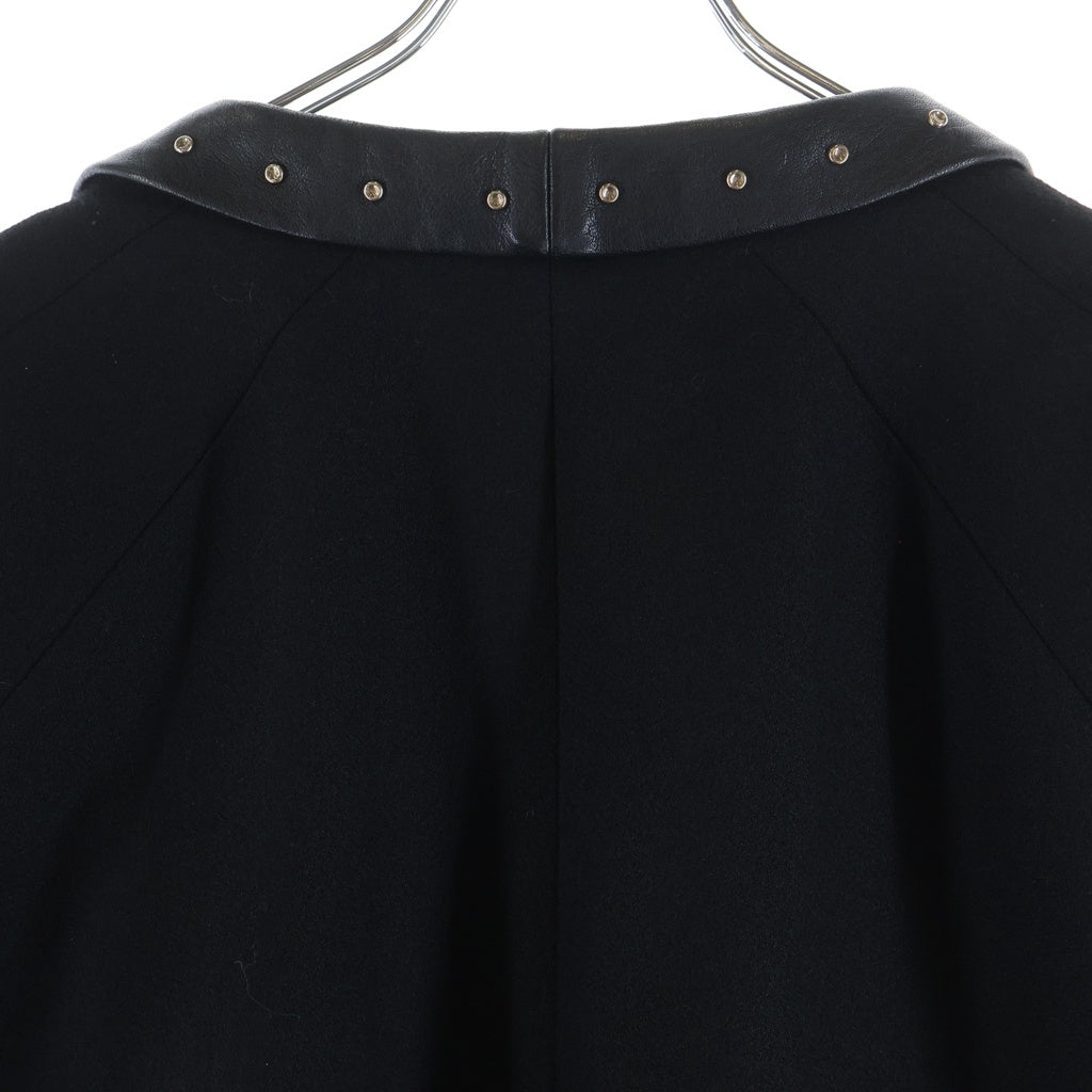 SAINT LAURENT PARIS(サンローランパリ) 13AW エディ期 スタッズ レザーラペルショールカラー ノースリーブ ウール マントコート ブラック 330897 Y863B