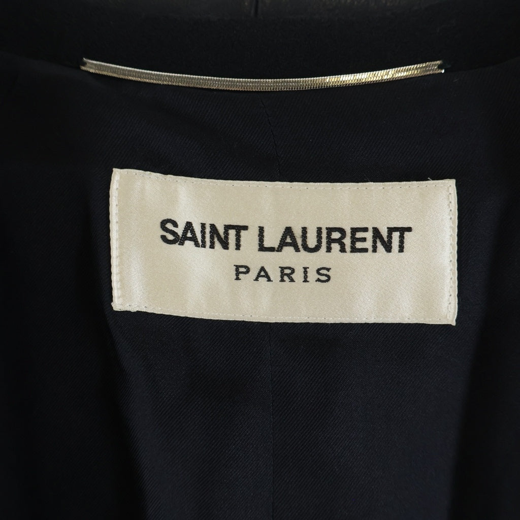 SAINT LAURENT PARIS(サンローランパリ) 13AW エディ期 スタッズ レザーラペルショールカラー ノースリーブ ウール マントコート ブラック 330897 Y863B