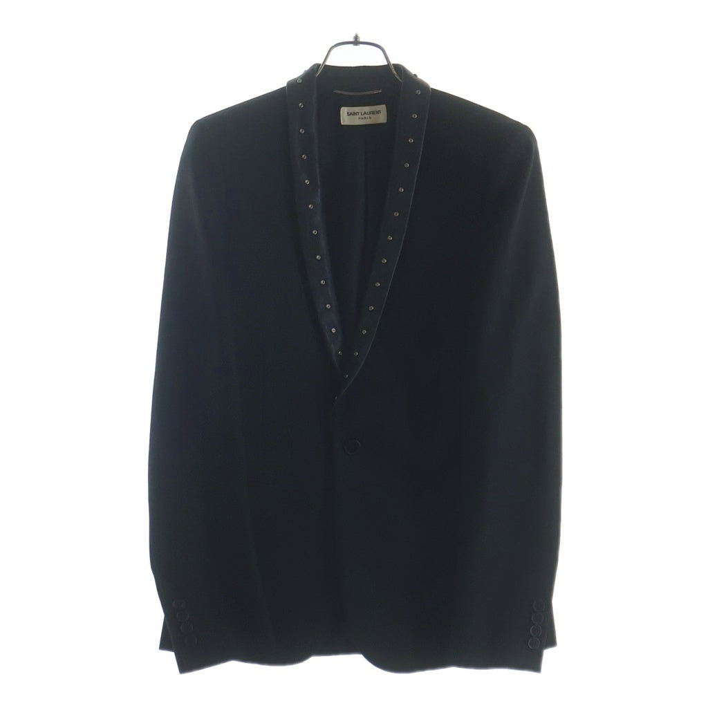 SAINT LAURENT PARIS(サンローランパリ) 13AW エディ期 スタッズ レザーラペルショールカラー ウール 1B テーラードジャケット ブラック 326681 Y873B