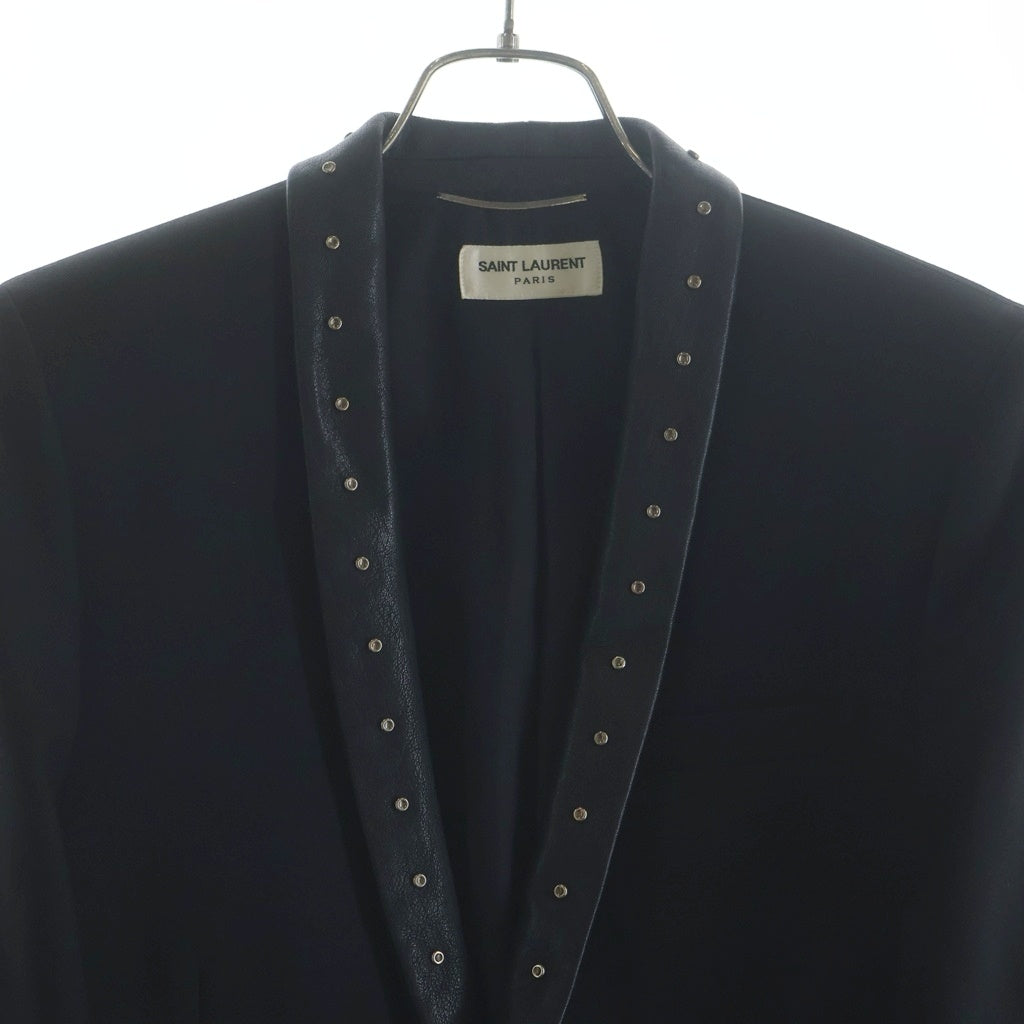 SAINT LAURENT PARIS(サンローランパリ) 13AW エディ期 スタッズ レザーラペルショールカラー ウール 1B テーラードジャケット ブラック 326681 Y873B