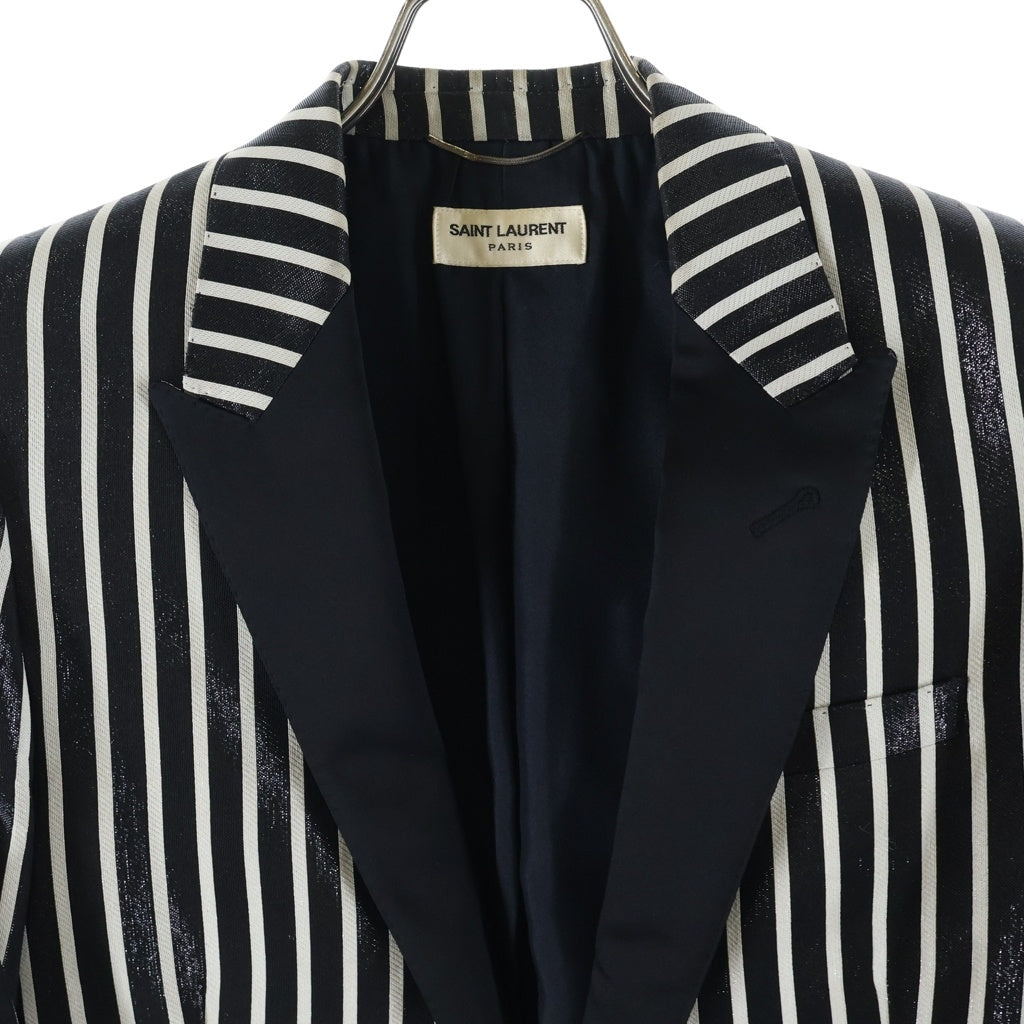 SAINT LAURENT PARIS(サンローランパリ) 13SS エディ期 ストライプ ピークドラペル 1B スモーキングジャケット テーラードジャケット ブラック/ホワイト 310542 YUN59