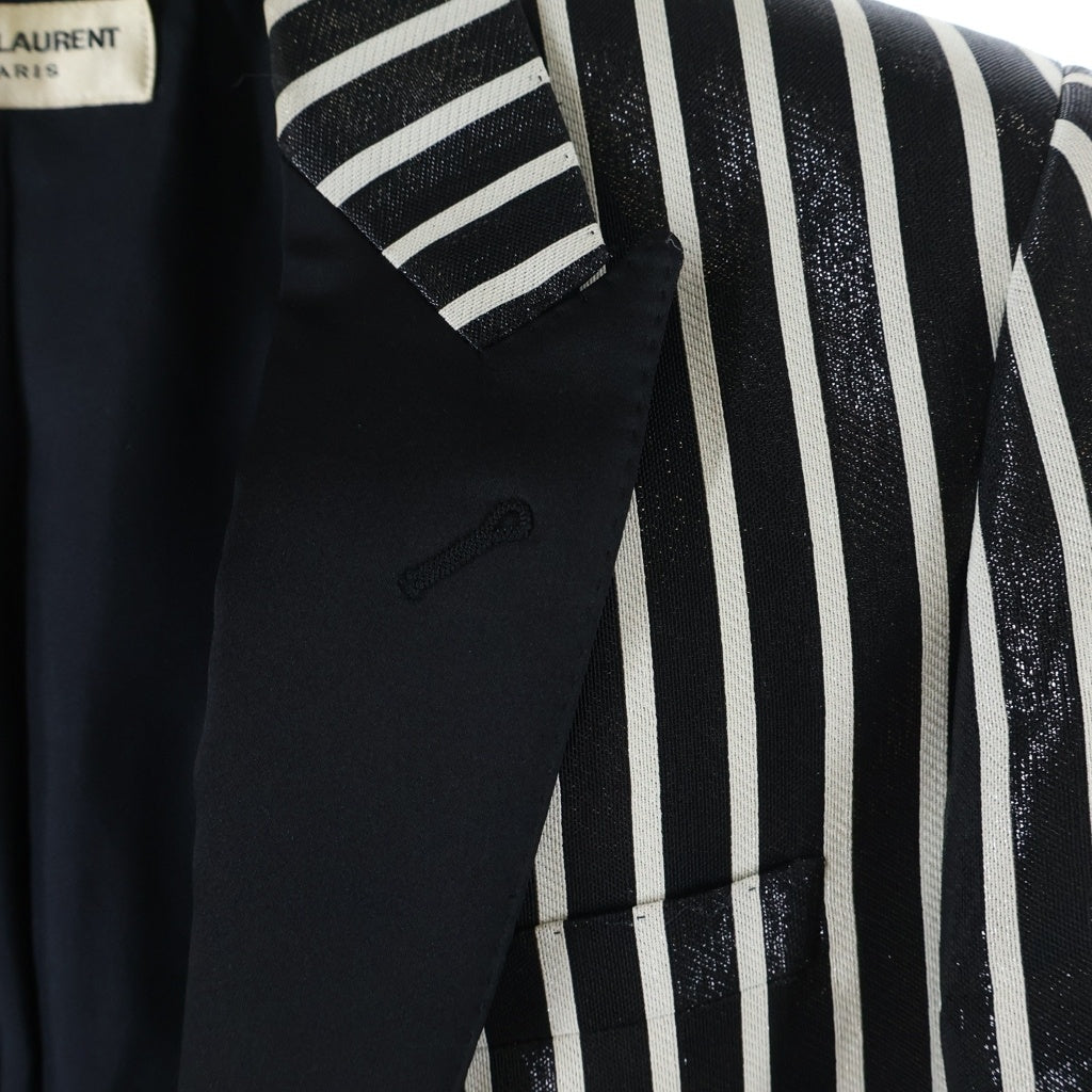 SAINT LAURENT PARIS(サンローランパリ) 13SS エディ期 ストライプ ピークドラペル 1B スモーキングジャケット テーラードジャケット ブラック/ホワイト 310542 YUN59