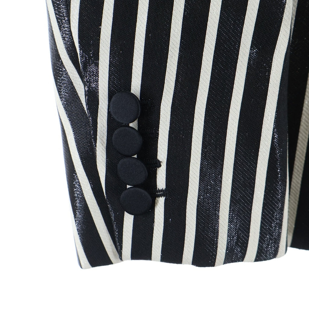 SAINT LAURENT PARIS(サンローランパリ) 13SS エディ期 ストライプ ピークドラペル 1B スモーキングジャケット テーラードジャケット ブラック/ホワイト 310542 YUN59