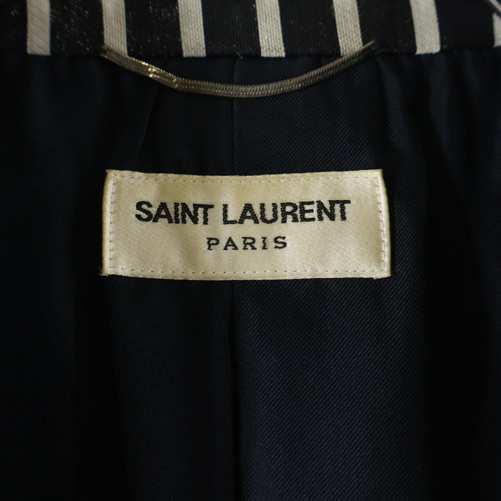SAINT LAURENT PARIS(サンローランパリ) 13SS エディ期 ストライプ ピークドラペル 1B スモーキングジャケット テーラードジャケット ブラック/ホワイト 310542 YUN59