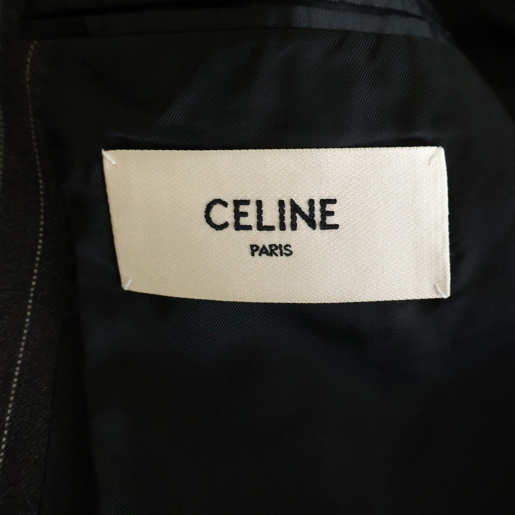 CELINE(セリーヌ) 20SS エディ期 ノッチドラペル サイドベンツ ストライプ ダブルブレストテーラードジャケット グレー 2V092943H