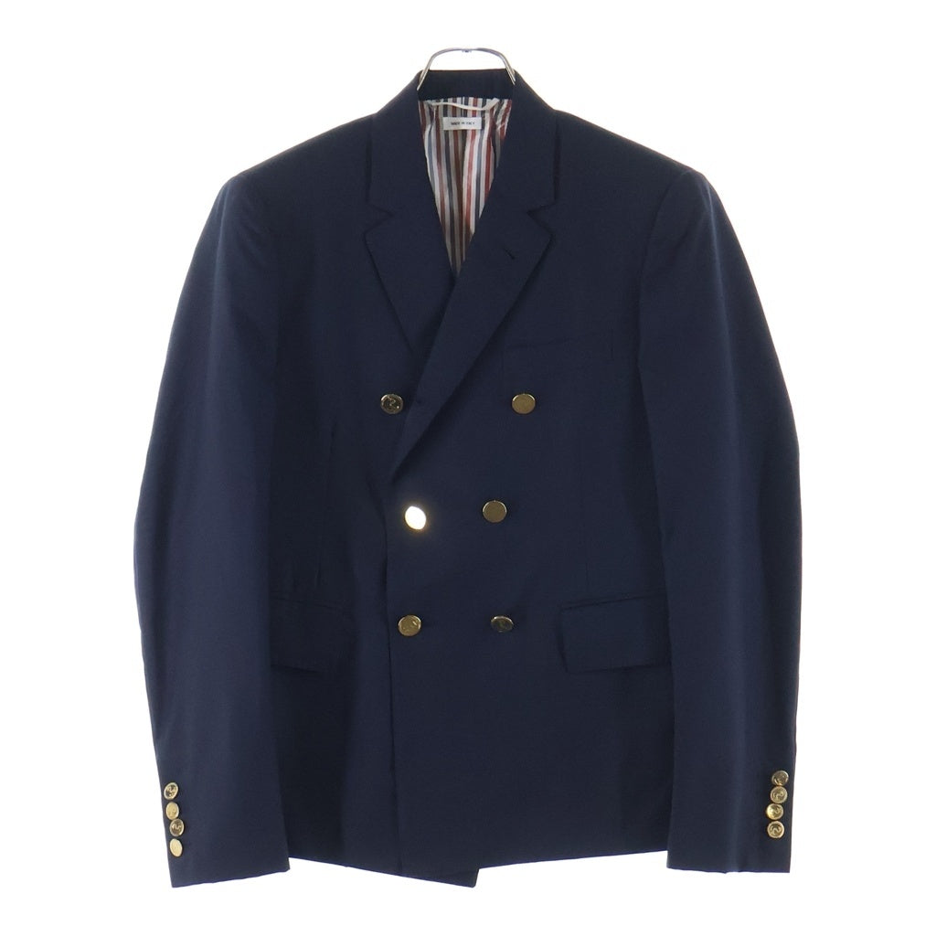THOM BROWNE(トムブラウン) Double Breasted Blazer ウール 裏地キュプラ ダブル金釦テーラード ジャケット ネイビー MJC161A-00889415