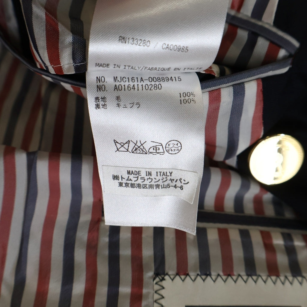 THOM BROWNE(トムブラウン) Double Breasted Blazer ウール 裏地キュプラ ダブル金釦テーラード ジャケット ネイビー MJC161A-00889415