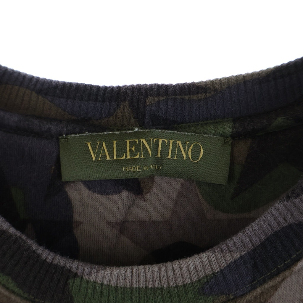 VALENTINO(ヴァレンティノ) 総柄スター迷彩デザイン クルーネック プルオーバー スウェット トレーナー ブラウン/カーキ 0000007857 01
