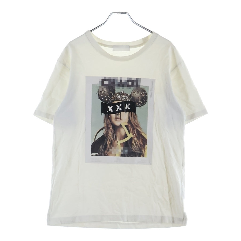 GOD SELECTION XXX(ゴッドセレクショントリプルエックス) 20AW ジジハディット フォトプリント クルーネック 半袖Tシャツ カットソー ホワイト GX-A20-ST-04