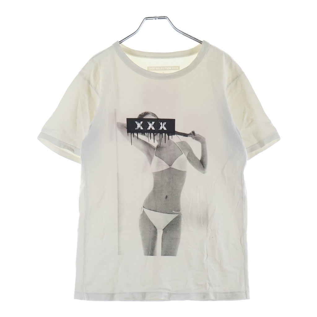 GOD SELECTION XXX(ゴッドセレクショントリプルエックス) ケイト・モス フォトプリントデザイン クルーネック 半袖Tシャツ カットソー ホワイト 104MT-2829
