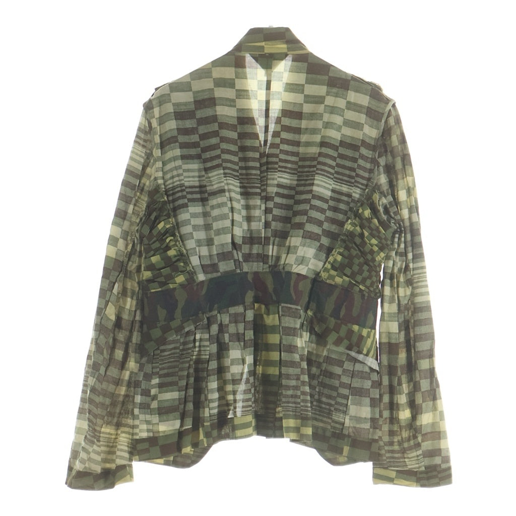 COMME des GARCONS(コムデギャルソン) 迷彩 カモフラ チェック 再構築 ドレープ 2B ジャケット カーキ レディース