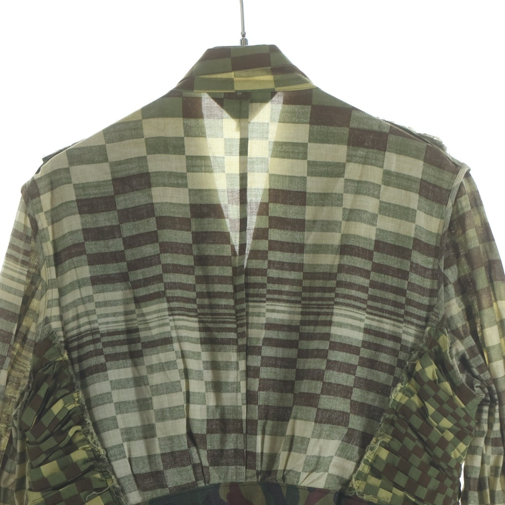 COMME des GARCONS(コムデギャルソン) 迷彩 カモフラ チェック 再構築 ドレープ 2B ジャケット カーキ レディース