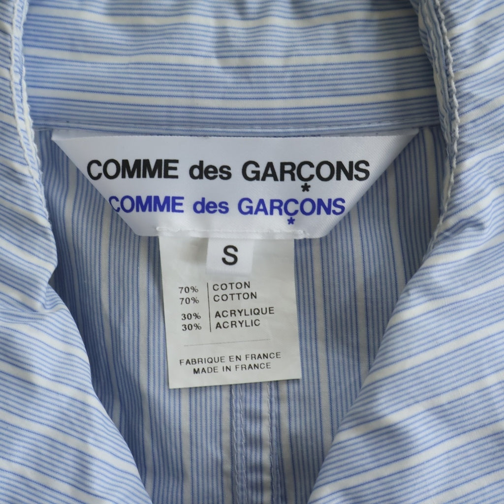 COMME des GARCONS COMME des GARCONS(コムデギャルソンコムデギャルソン) ピーターパンカラー ストライプ コットン 長袖シャツ ジャケット ホワイト/ブルー レディース S9J014