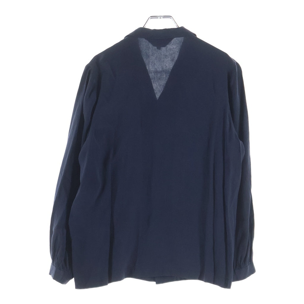 COMME des GARCONS(コムデギャルソン) オープンカラー パールボタン シルク 長袖シャツ ネイビー レディース KB-10007M AD1990