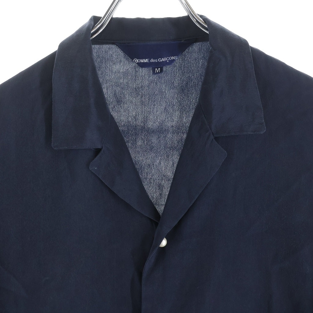 COMME des GARCONS(コムデギャルソン) オープンカラー パールボタン シルク 長袖シャツ ネイビー レディース KB-10007M AD1990