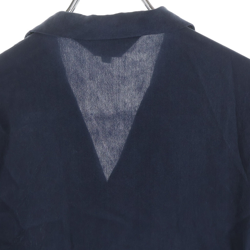 COMME des GARCONS(コムデギャルソン) オープンカラー パールボタン シルク 長袖シャツ ネイビー レディース KB-10007M AD1990