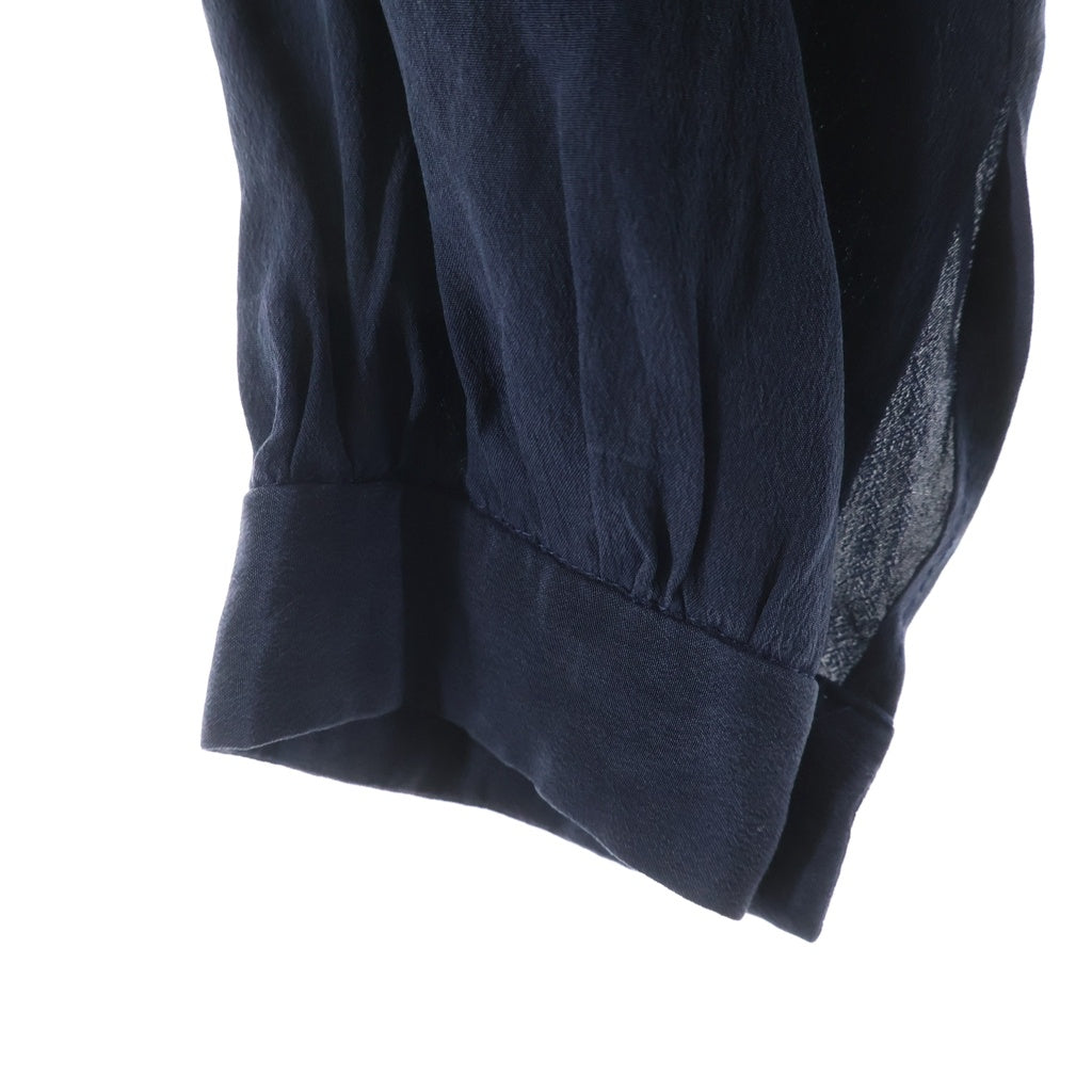 COMME des GARCONS(コムデギャルソン) オープンカラー パールボタン シルク 長袖シャツ ネイビー レディース KB-10007M AD1990
