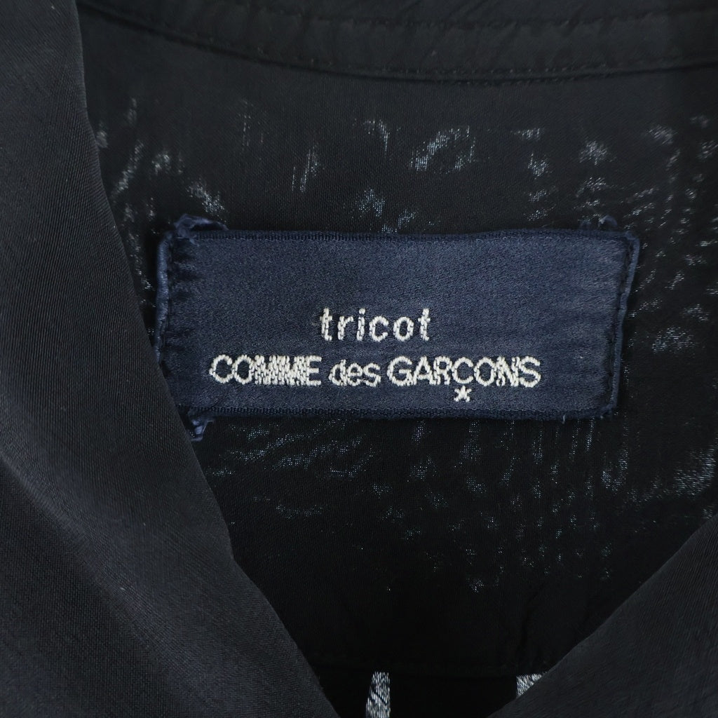 tricot COMME des GARCONS(トリコ コム デ ギャルソン) フラワー刺繍 オープンカラー 長袖シャツ ブラック レディース