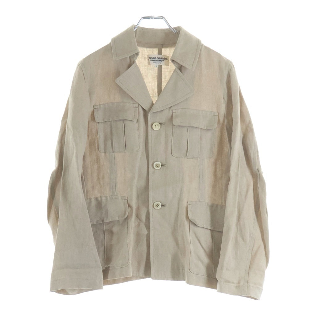 robe de chambre COMME des GARCONS(ローブドシャンブル コムデギャルソン) シングルテーラードジャケット リネン ベージュ RE-J032 AD2001 レディース