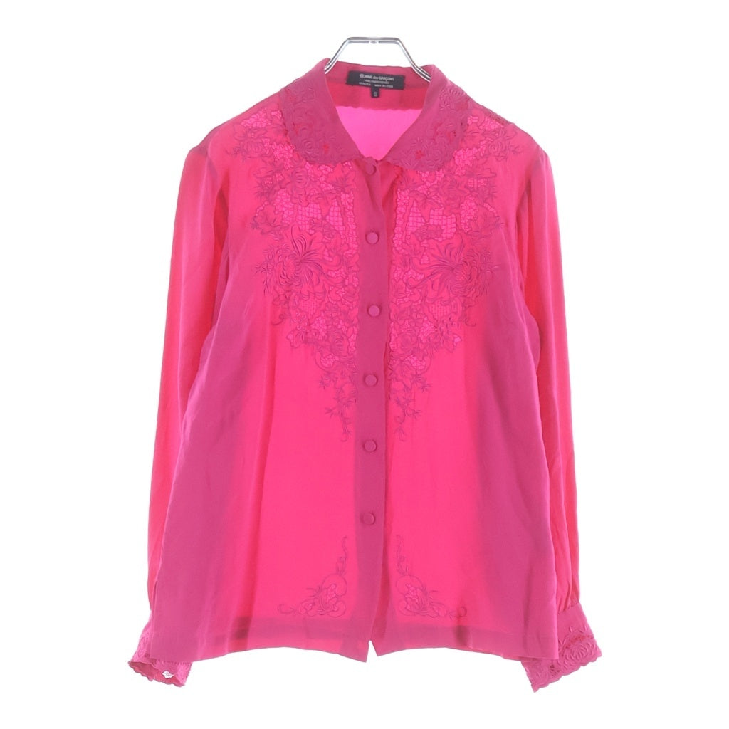 COMME des GARCONS(コムデギャルソン) 80s AOYAMA SP HAND EMBROIDERED シルク 長袖シャツ ピンク KB-91003 レディース