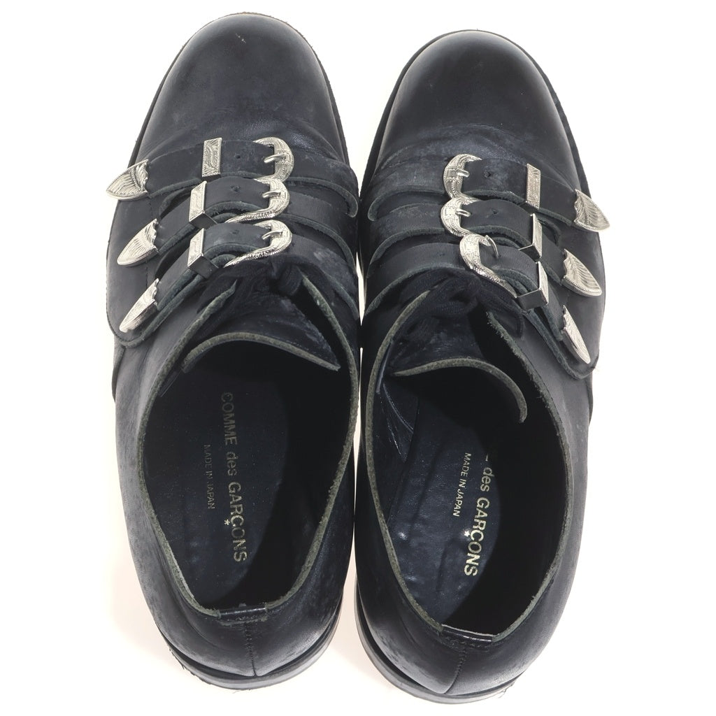COMME des GARCONS(コムデギャルソン) ベルトストラップ プレーントゥ レザーシューズ ブラック レディース