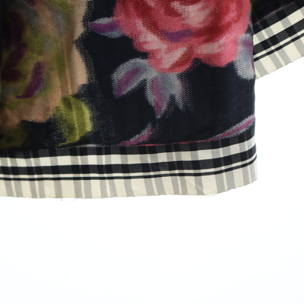 COMME des GARCONS(コムデギャルソン) ストライプパッチワーク フラワーゴブランプリント レーヨン シルク フレアスカート ブラック/ホワイト レディース GS-11059M AD1989