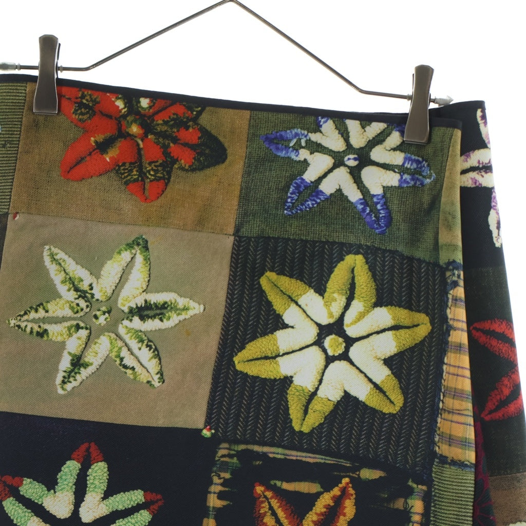 COMME des GARCONS(コムデギャルソン) パッチワーク転写プリント切替 フラワー 刺繍 総柄 ラップスカート マルチ レディース GS-04022M AD1999