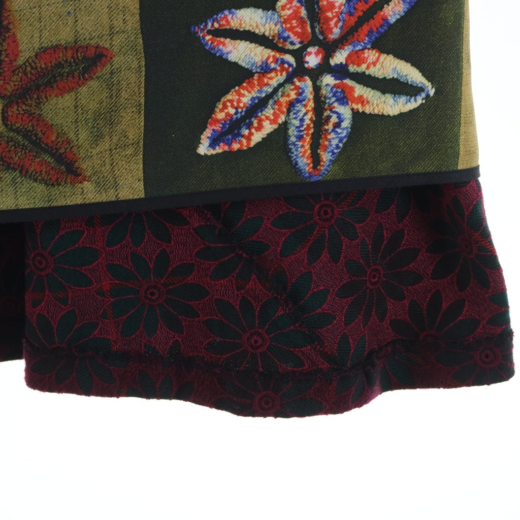 COMME des GARCONS(コムデギャルソン) パッチワーク転写プリント切替 フラワー 刺繍 総柄 ラップスカート マルチ レディース GS-04022M AD1999