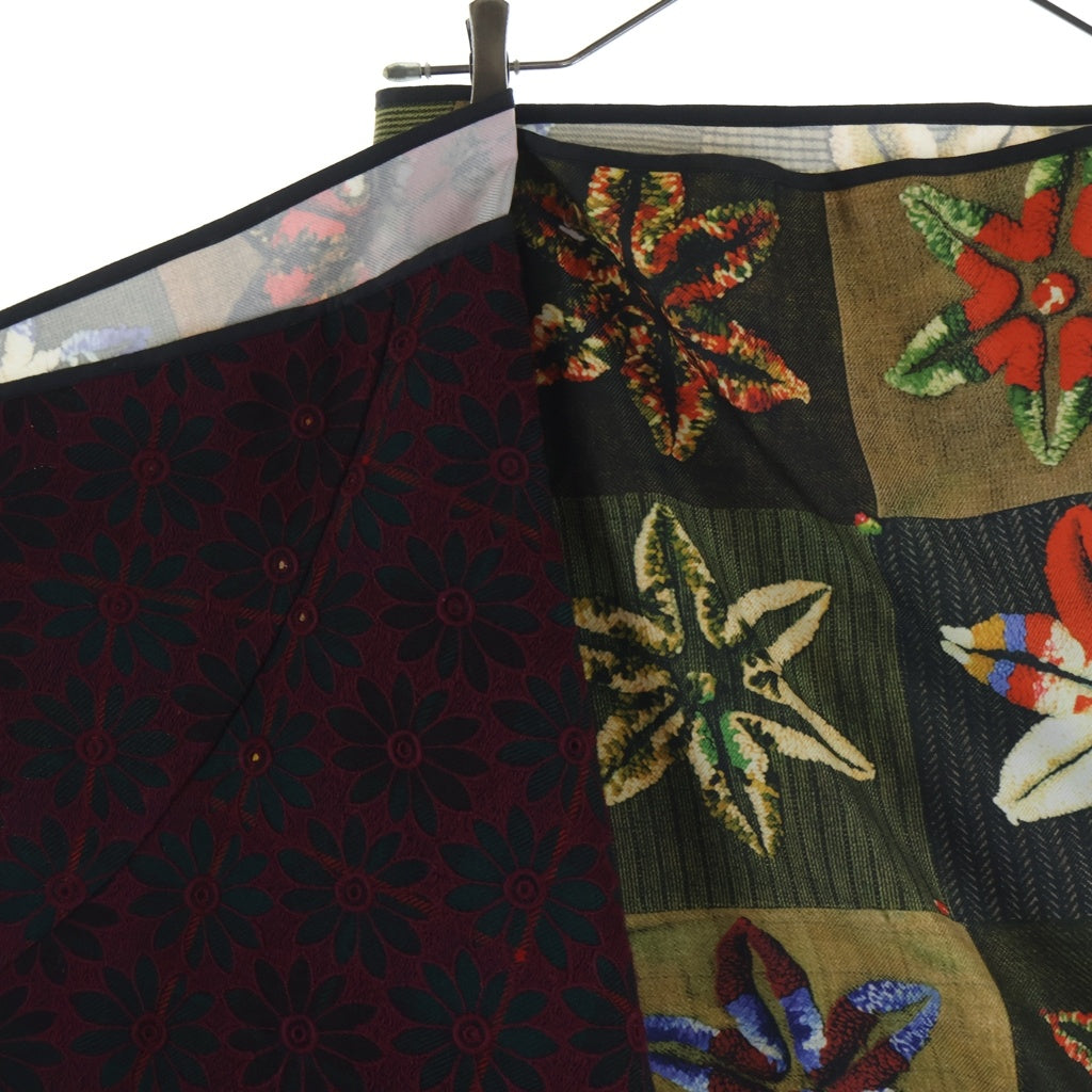 COMME des GARCONS(コムデギャルソン) パッチワーク転写プリント切替 フラワー 刺繍 総柄 ラップスカート マルチ レディース GS-04022M AD1999
