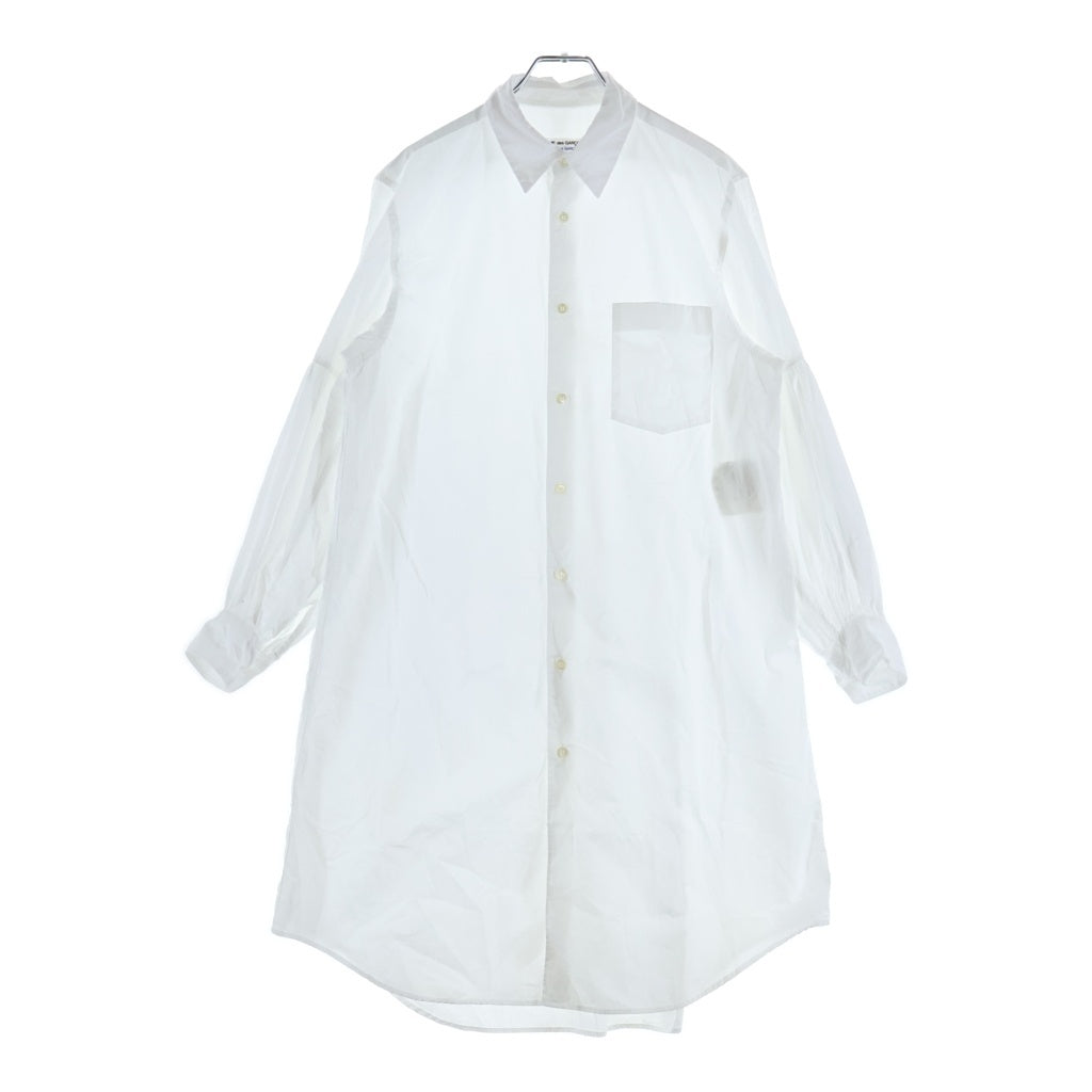 COMME des GARCONS COMME des GARCONS(コムデギャルソンコムデギャルソン) フランス製 ギャザースリーブ コットン ロング長袖シャツ ワンピース ホワイト レディース W13B021-2