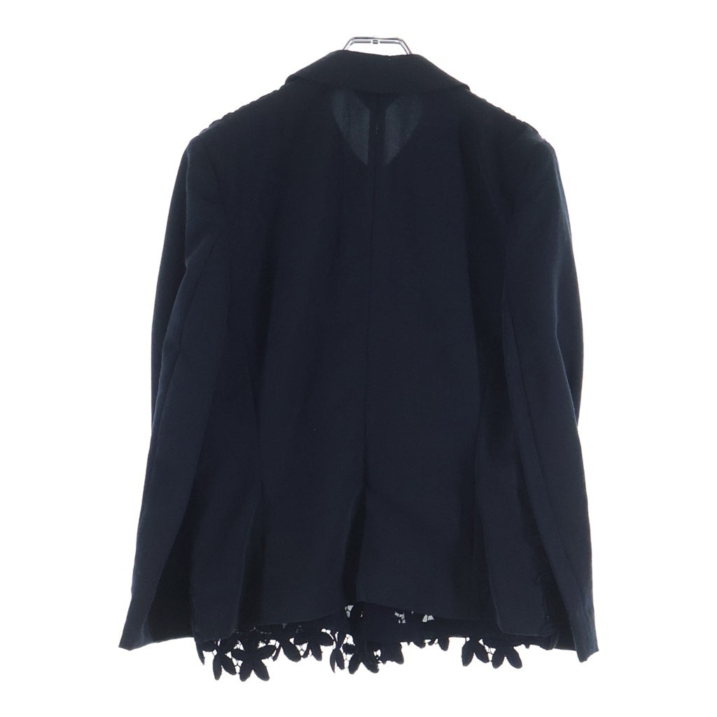 COMME des GARCONS(コムデギャルソン) フロントレース切替 フラワー 花柄 スナップボタン 丸襟 エステルジャケット ブラック レディース GJ-11007M AD1990