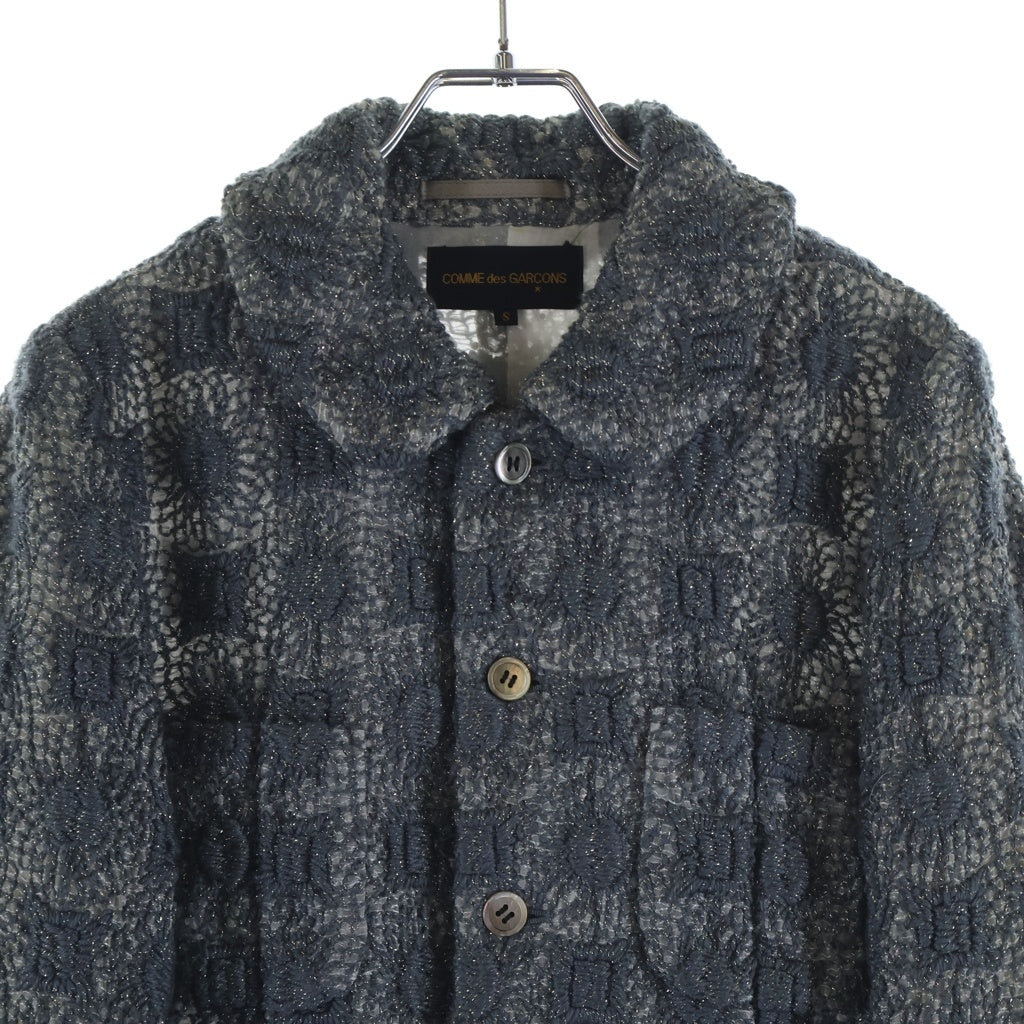 COMME des GARCONS(コムデギャルソン) 95SS グリッター ジャガード ラウンドカラー ジャケット グレー レディース GJ-04034S AD1995