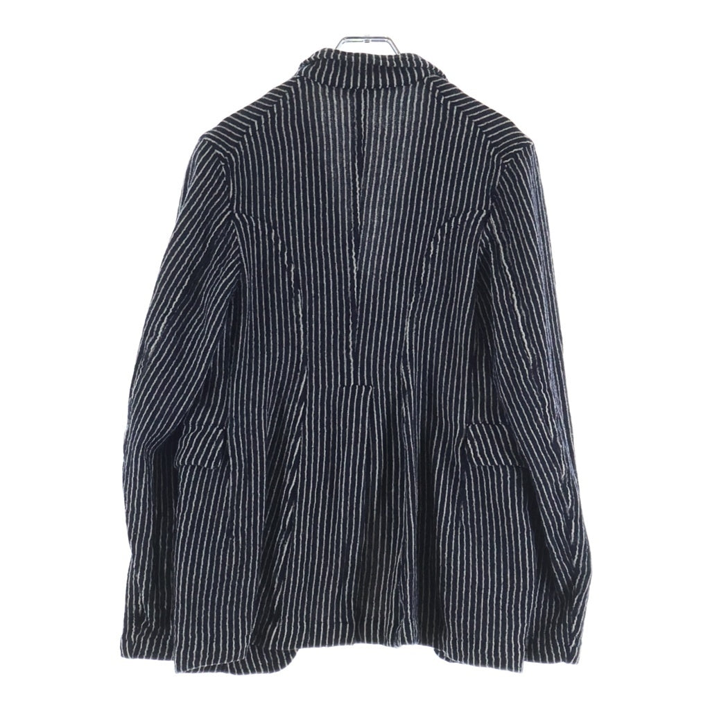 COMME des GARCONS COMME des GARCONS(コムデギャルソンコムデギャルソン) 07AW ストライプ ウール縮絨 2B テーラードジャケット ネイビー/ホワイト レディース RT-J014 AD2007