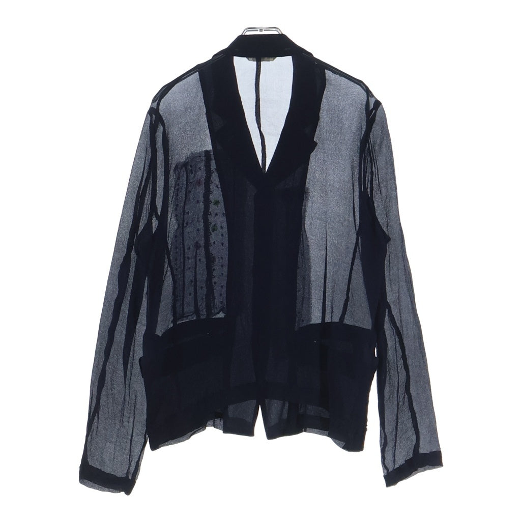 COMME des GARCONS COMME des GARCONS(コムデギャルソンコムデギャルソン) ビジュー装飾 パッチワーク シースルー シアーブラウス 長袖シャツ ネイビー レディース