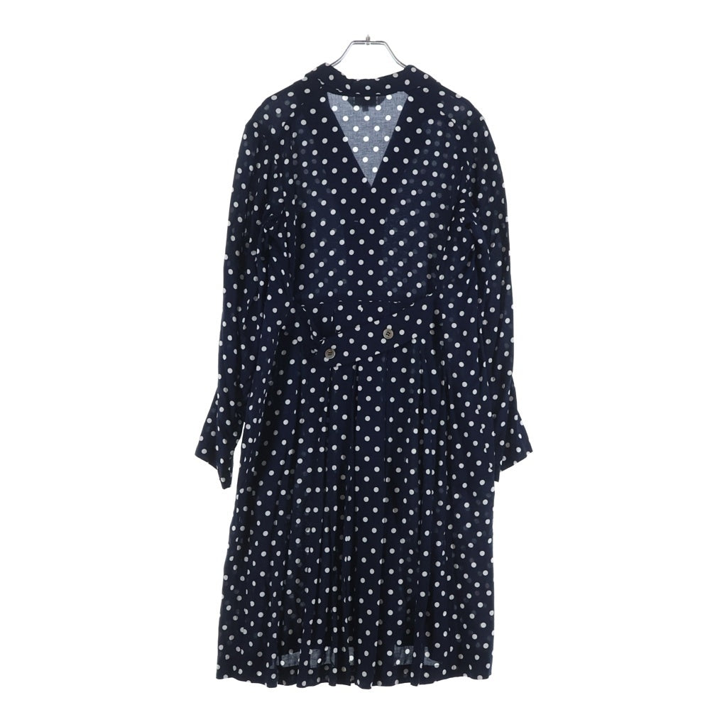 COMME des GARCONS COMME des GARCONS(コムデギャルソンコムデギャルソン) 14SS ポルカドット 総柄 レーヨン 長袖 ロングシャツ ワンピース ネイビー レディース RM-O020 AD2013