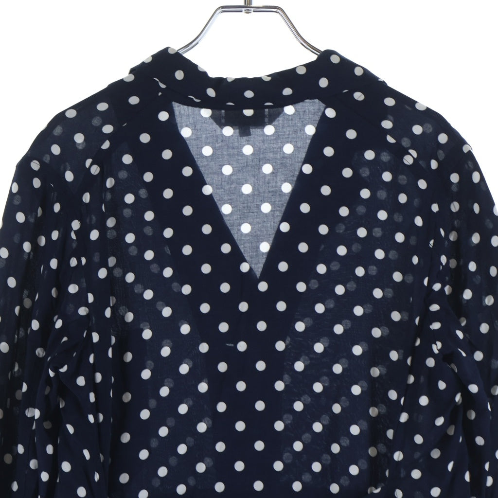 COMME des GARCONS COMME des GARCONS(コムデギャルソンコムデギャルソン) 14SS ポルカドット 総柄 レーヨン 長袖 ロングシャツ ワンピース ネイビー レディース RM-O020 AD2013