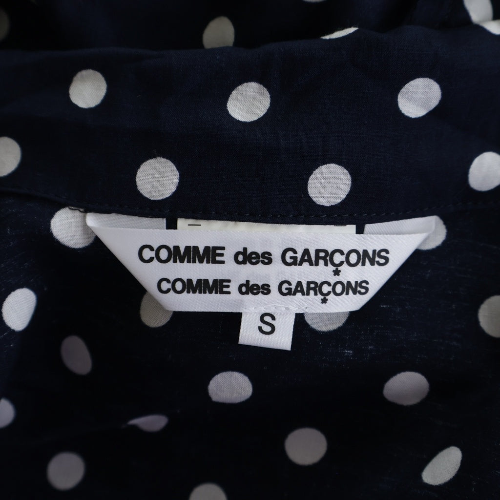 COMME des GARCONS COMME des GARCONS(コムデギャルソンコムデギャルソン) 14SS ポルカドット 総柄 レーヨン 長袖 ロングシャツ ワンピース ネイビー レディース RM-O020 AD2013