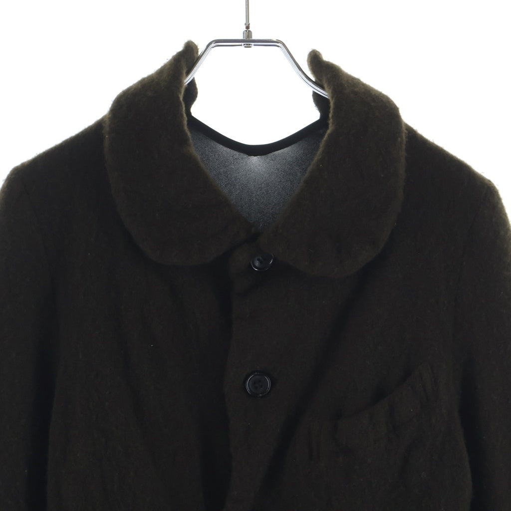 COMME des GARCONS(コムデギャルソン) 07AW バックストレッチ地切替 ウール縮絨 丸襟 ジャケット ブルゾン ブラウン レディース GT-J059 AD2007