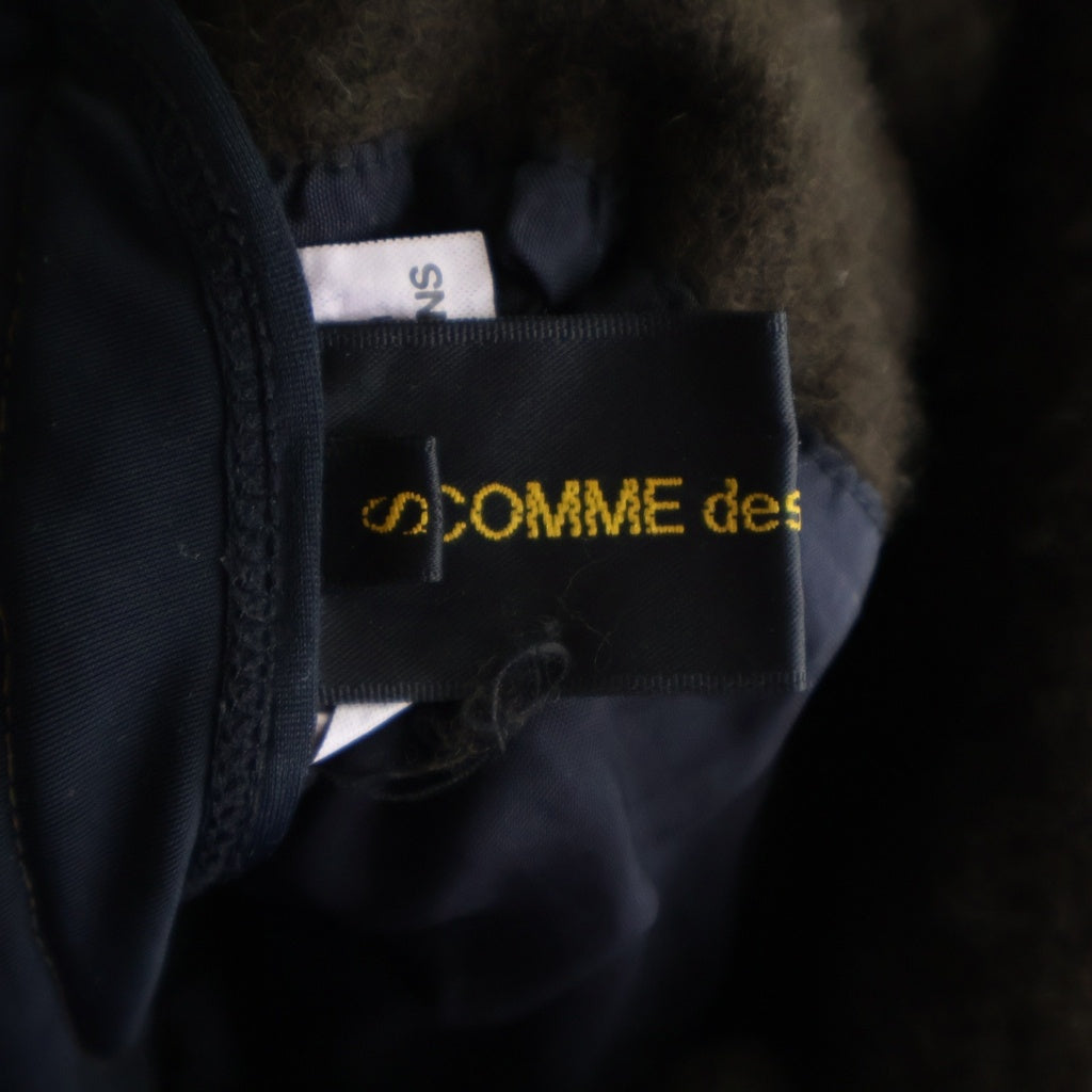 COMME des GARCONS(コムデギャルソン) 07AW バックストレッチ地切替 ウール縮絨 丸襟 ジャケット ブルゾン ブラウン レディース GT-J059 AD2007