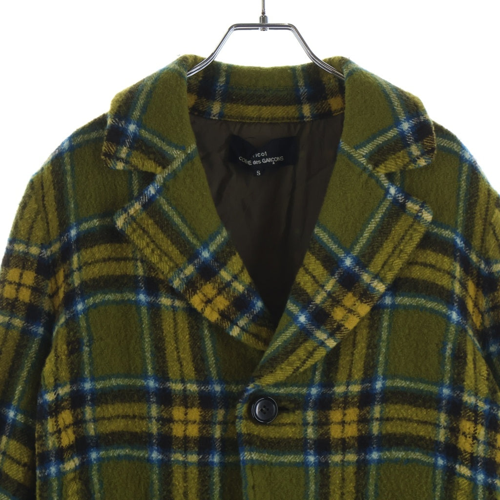 tricot COMME des GARCONS(トリコ コム デ ギャルソン) 06AW チェック ウール チェスターコート グリーン/イエロー レディース TR-C011 AD2006