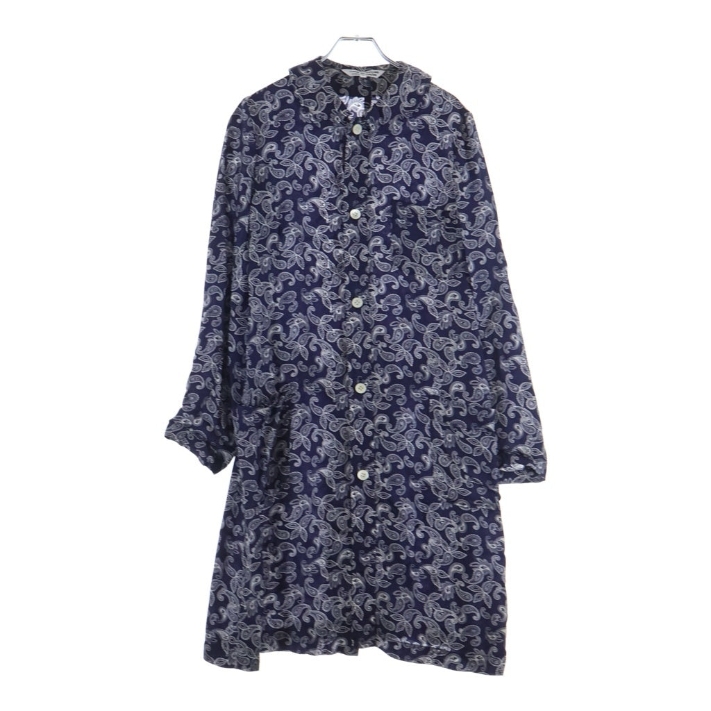 COMME des GARCONS COMME des GARCONS(コムデギャルソンコムデギャルソン) 07AW ペイズリープリント ラウンドカラー キュプラ 長袖 ロングシャツ ワンピース ブルー RT-O006 AD2007 レディース