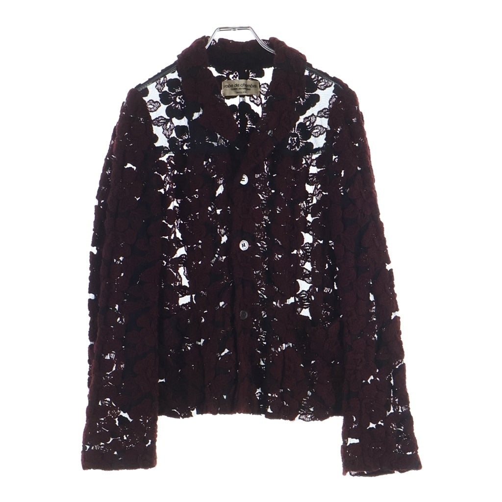 robe de chambre COMME des GARCONS(ローブドシャンブル コムデギャルソン) フラワー ジャガード総柄 メッシュ シースルー ジャケット ブラック/レッド レディース