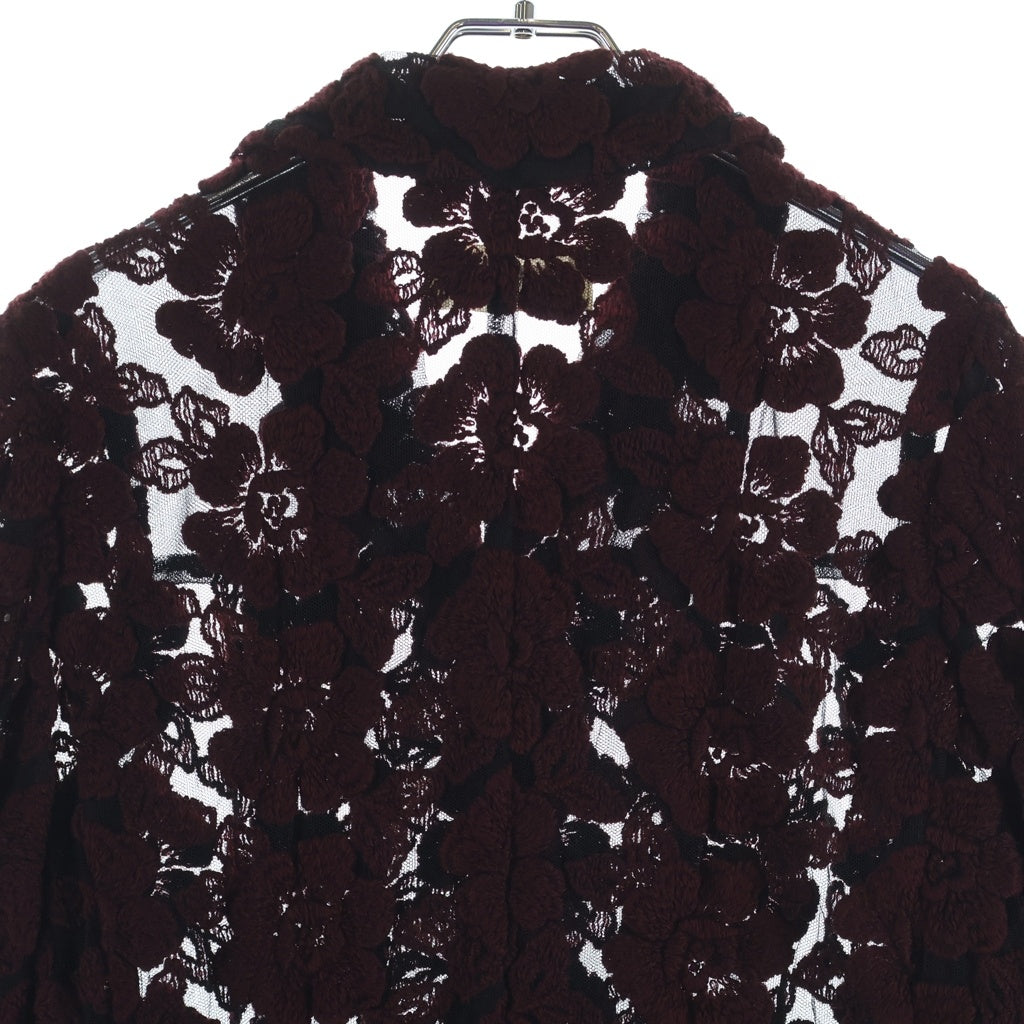 robe de chambre COMME des GARCONS(ローブドシャンブル コムデギャルソン) フラワー ジャガード総柄 メッシュ シースルー ジャケット ブラック/レッド レディース