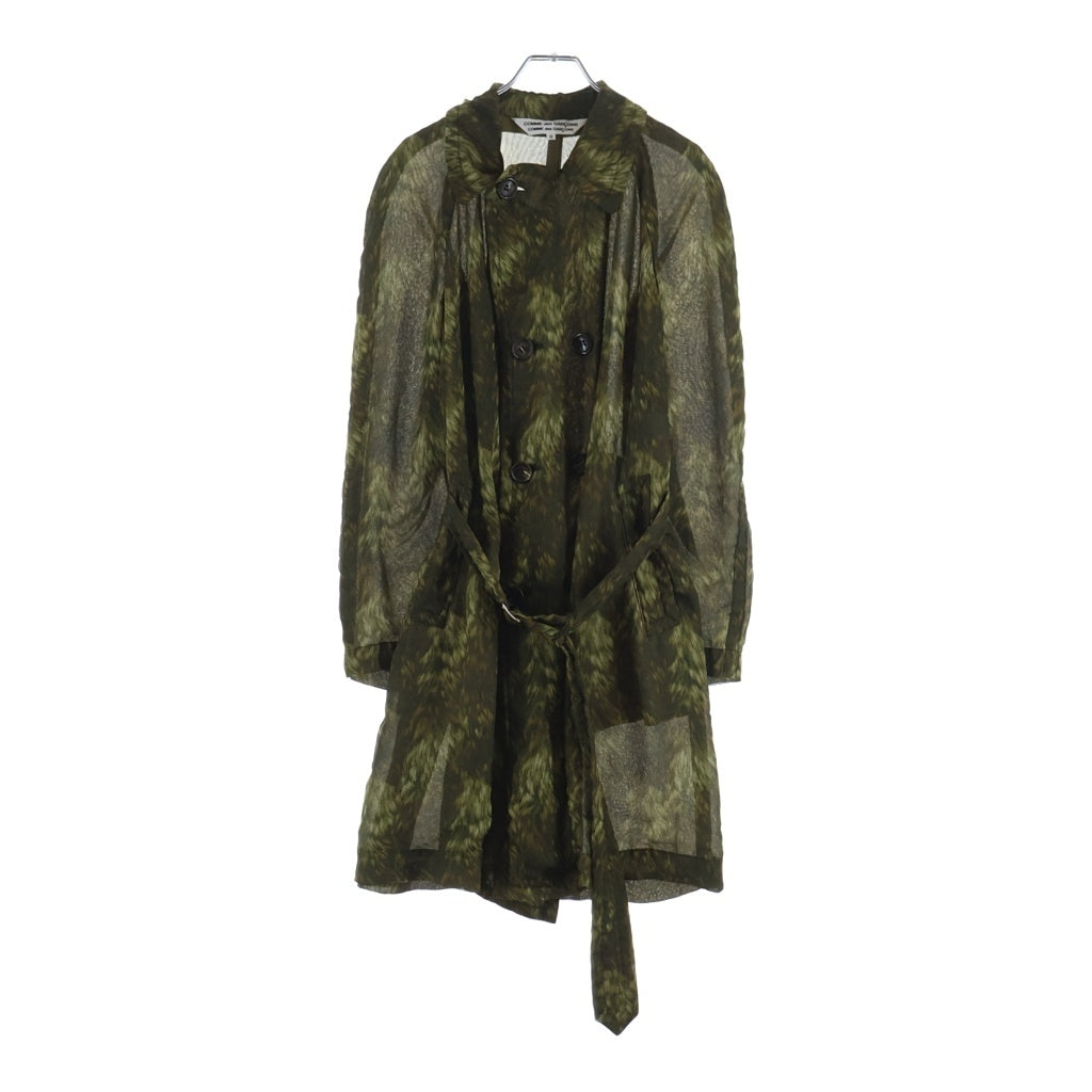 COMME des GARCONS COMME des GARCONS(コムデギャルソンコムデギャルソン) 09AW 迷彩 総柄 ポリエステル ダブルブレスト トレンチコート グリーン レディース RD-C007 AD2009