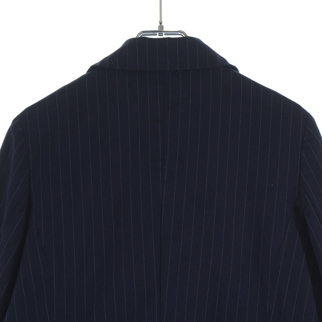 COMME des GARCONS COMME des GARCONS(コムデギャルソンコムデギャルソン) 14AW ポリエステル ストライプ フリル装飾 ラウンドカラージャケット ネイビー レディース RN-J023 AD2014