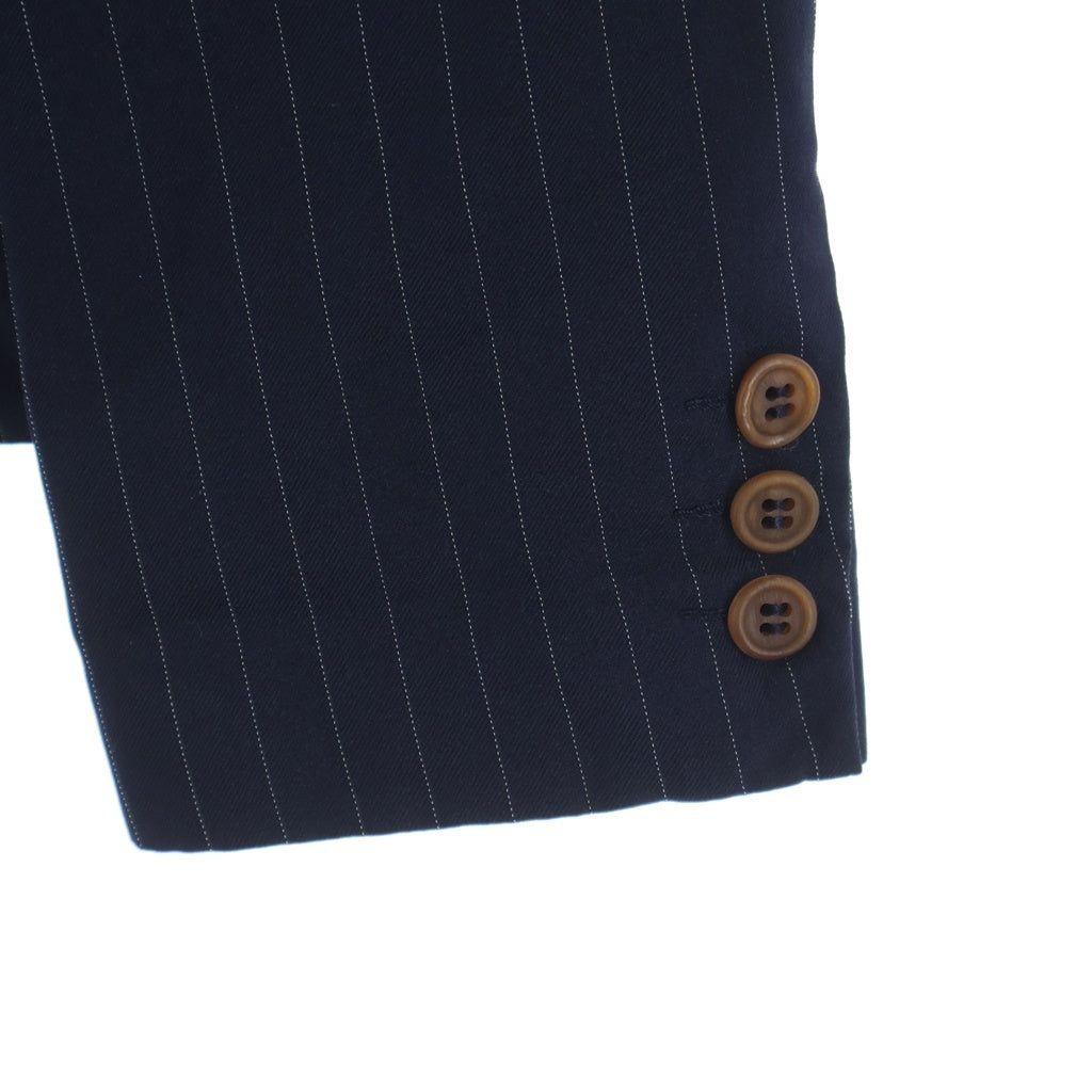 COMME des GARCONS COMME des GARCONS(コムデギャルソンコムデギャルソン) 14AW ポリエステル ストライプ フリル装飾 ラウンドカラージャケット ネイビー レディース RN-J023 AD2014