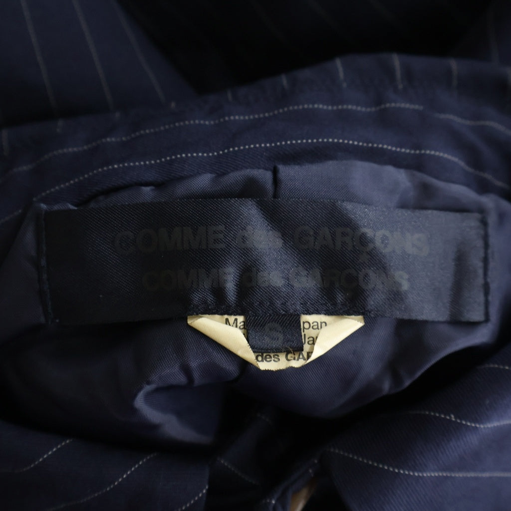 COMME des GARCONS COMME des GARCONS(コムデギャルソンコムデギャルソン) 14AW ポリエステル ストライプ フリル装飾 ラウンドカラージャケット ネイビー レディース RN-J023 AD2014