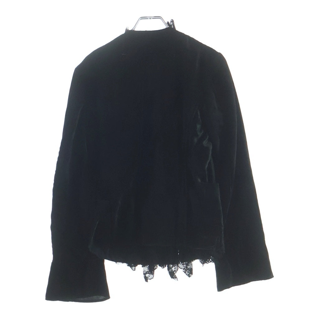 JUNYA WATANABE COMME des GARCONS(ジュンヤワタナベ コムデギャルソン) 05AW スナップボタン ベロア フリル装飾 ノーカラー ジャケット ブラック レディース UP-J014 AD2005