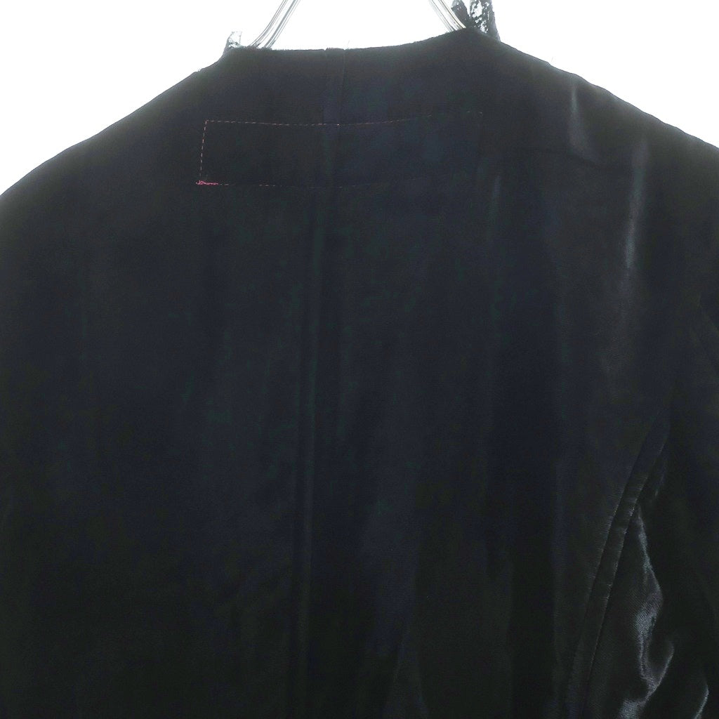JUNYA WATANABE COMME des GARCONS(ジュンヤワタナベ コムデギャルソン) 05AW スナップボタン ベロア フリル装飾 ノーカラー ジャケット ブラック レディース UP-J014 AD2005