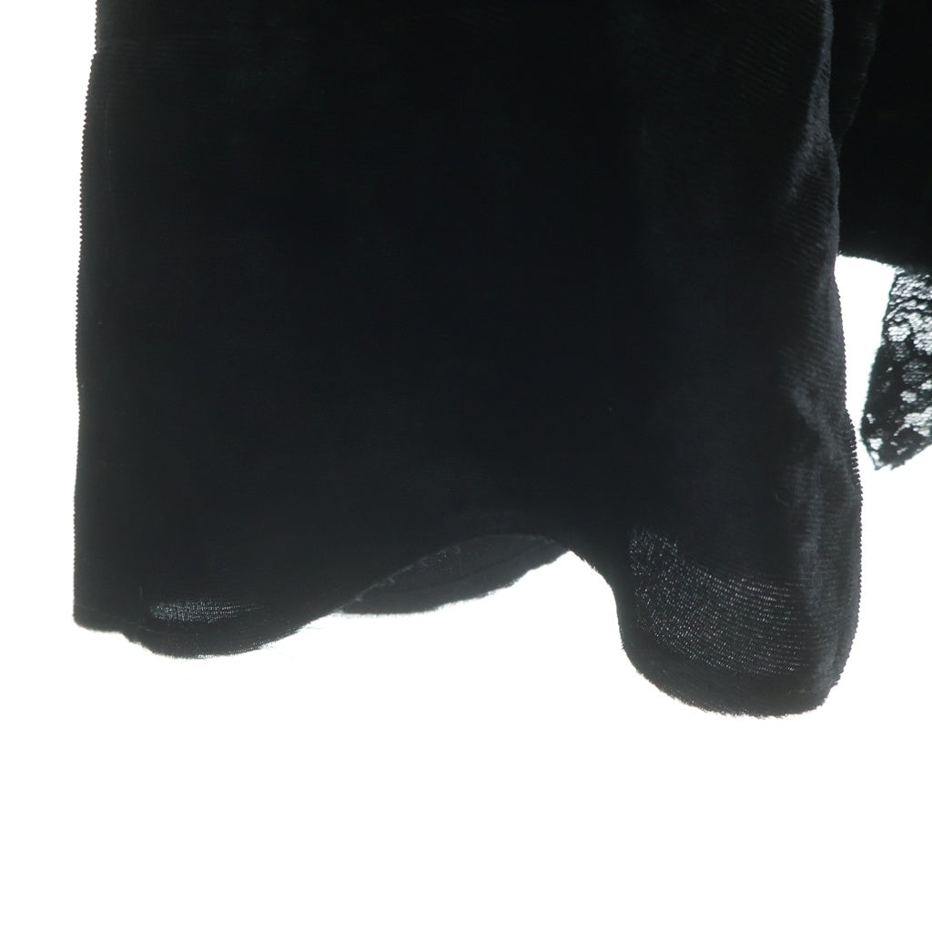 JUNYA WATANABE COMME des GARCONS(ジュンヤワタナベ コムデギャルソン) 05AW スナップボタン ベロア フリル装飾 ノーカラー ジャケット ブラック レディース UP-J014 AD2005